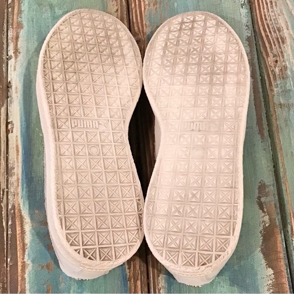 Puma Clyde Suede Leather Snakeskin Women's Sneakers White Distressed Size 10 - Picture 5 of 9